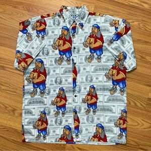 Vintage Y2K Counting Money Hip Hop Print Shirt Size L Streetwear Skate baggy